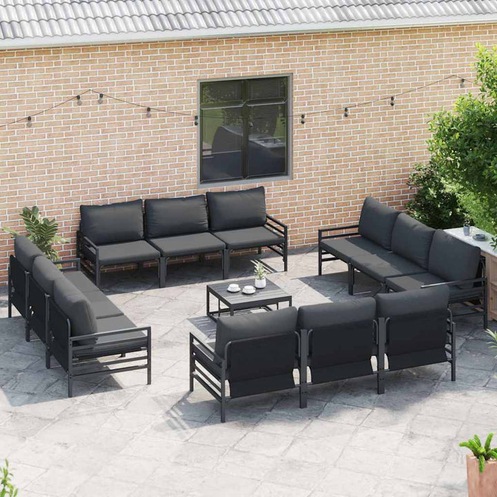 Havesofa Sæt med pude 13 pcs Sort Stål