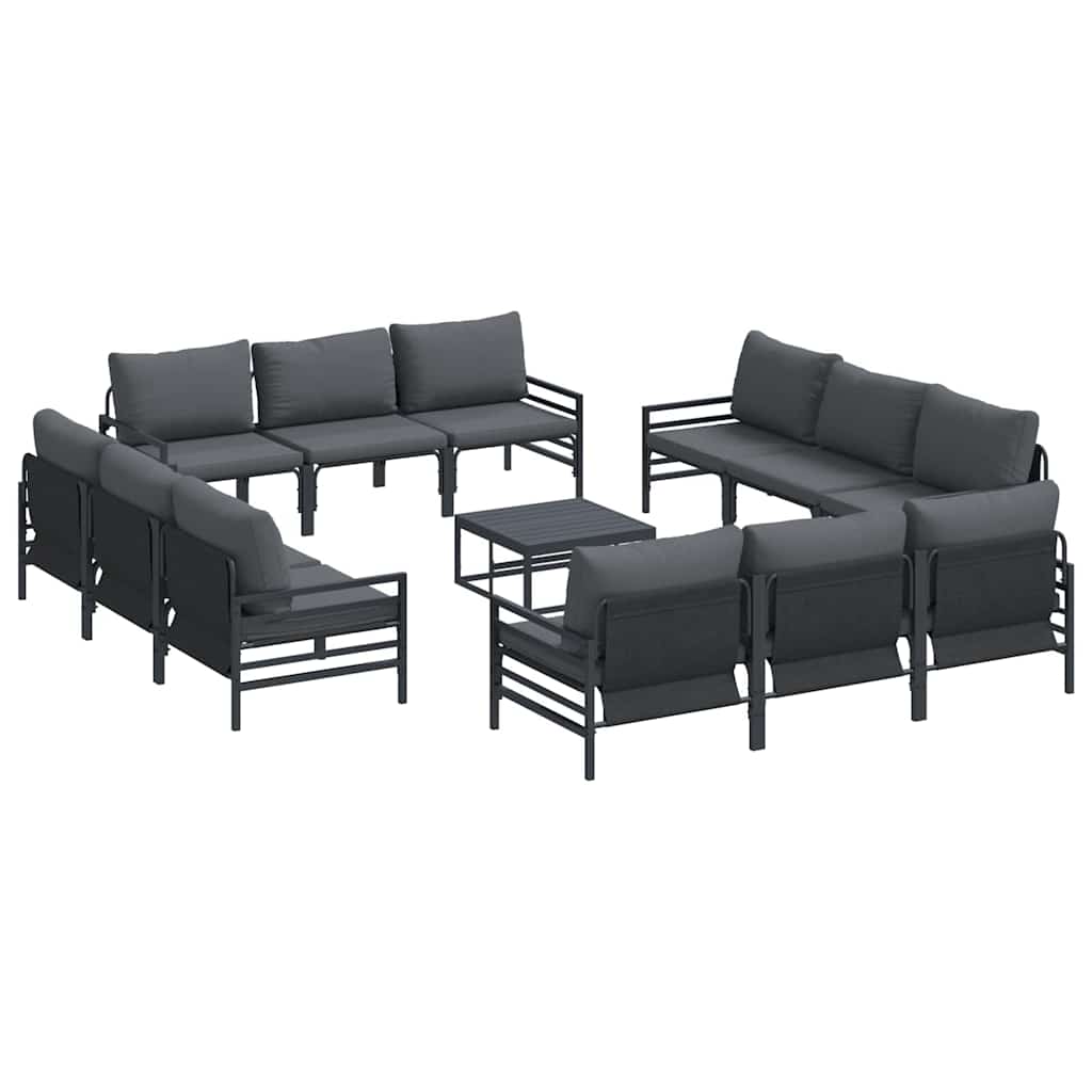 Havesofa Sæt med pude 13 pcs Sort Stål