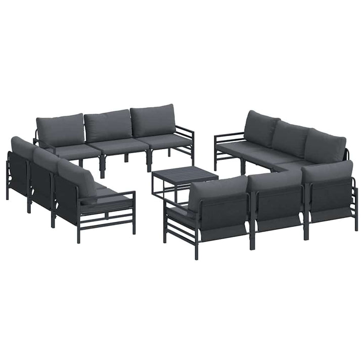 Havesofa Sæt med pude 13 pcs Sort Stål