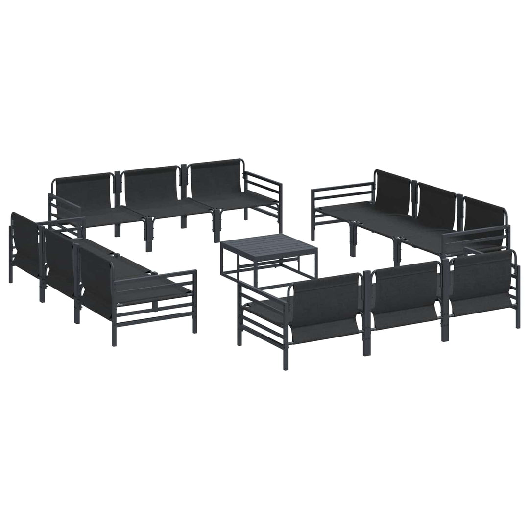 Havesofa Sæt med pude 13 pcs Sort Stål