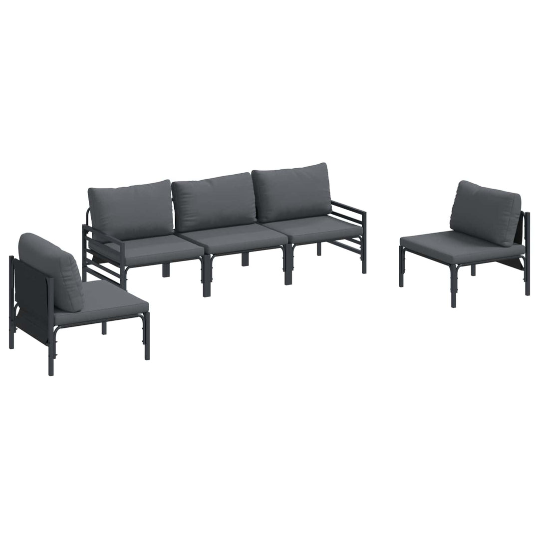 Havesofa Sæt med pude 5 pcs Sort Stål