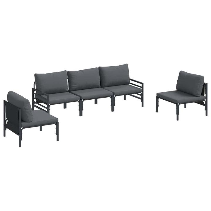 Havesofa Sæt med pude 5 pcs Sort Stål