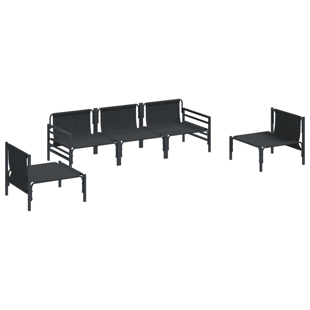Havesofa Sæt med pude 5 pcs Sort Stål