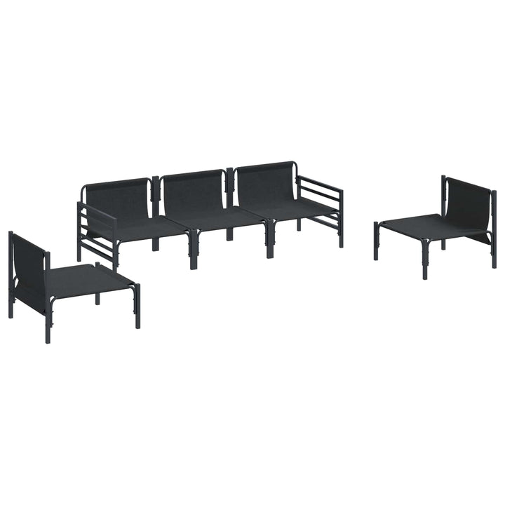 Havesofa Sæt med pude 5 pcs Sort Stål