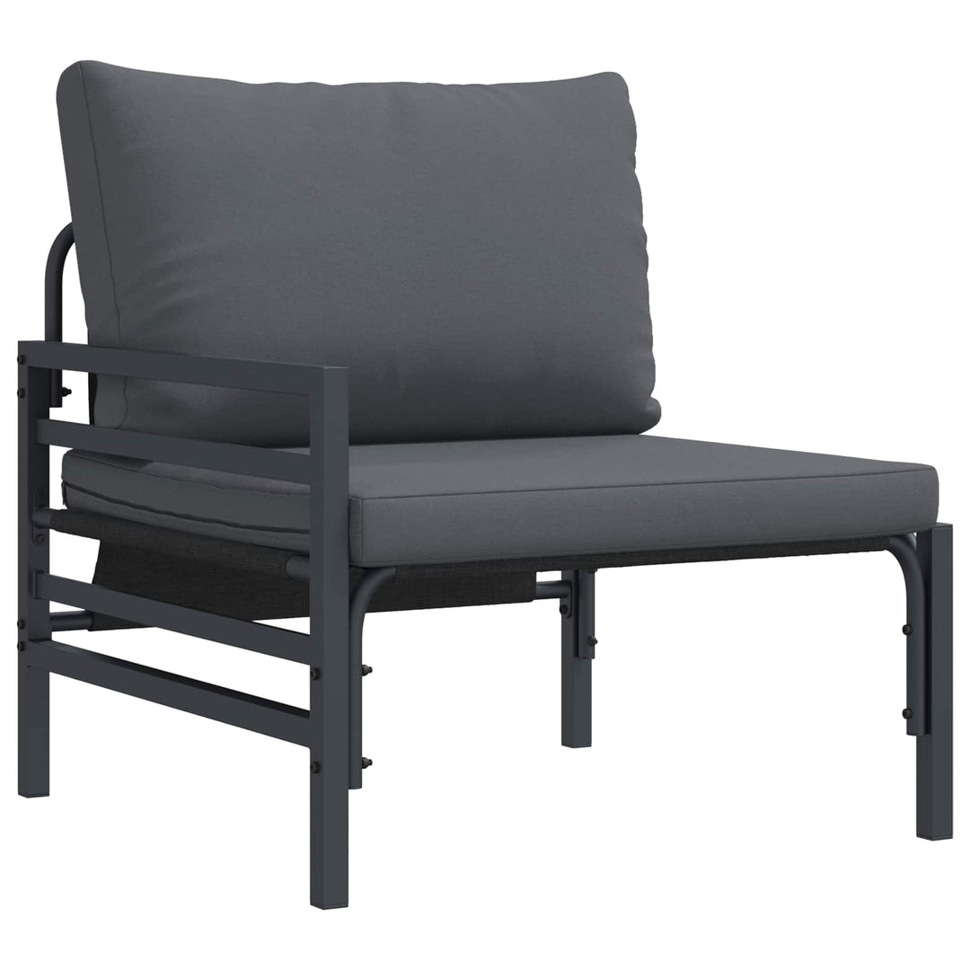 Havesofa Sæt med pude 5 pcs Sort Stål