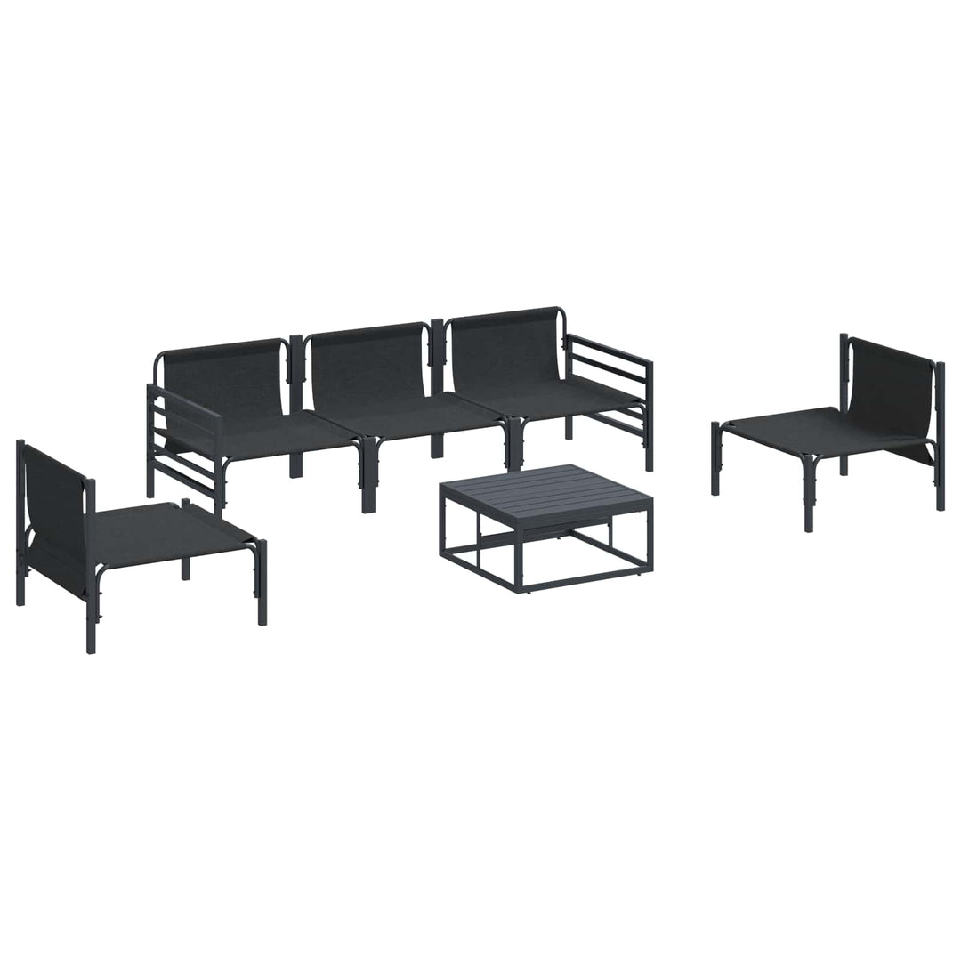 Havesofa Sæt med pude 6 pcs Sort Stål