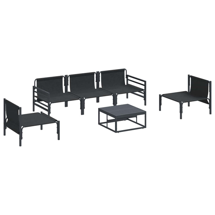 Havesofa Sæt med pude 6 pcs Sort Stål