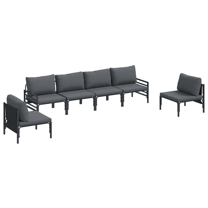 Havesofa Sæt med pude 6 pcs Sort Stål