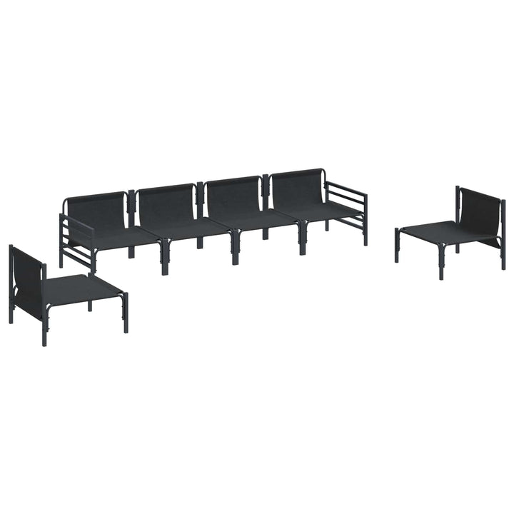 Havesofa Sæt med pude 6 pcs Sort Stål