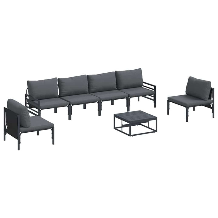 Havesofa Sæt med pude 7 pcs Sort Stål