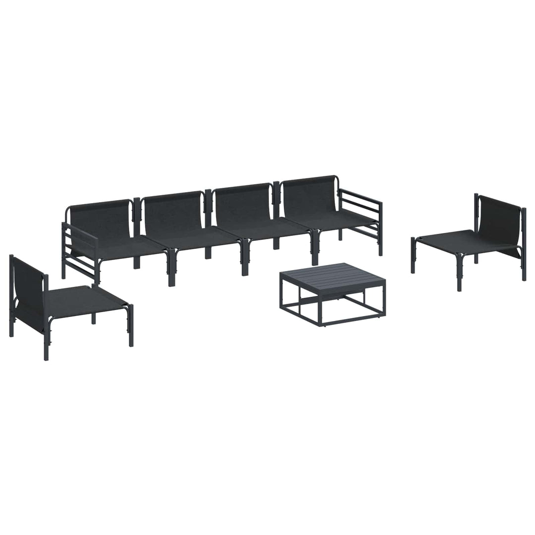 Havesofa Sæt med pude 7 pcs Sort Stål