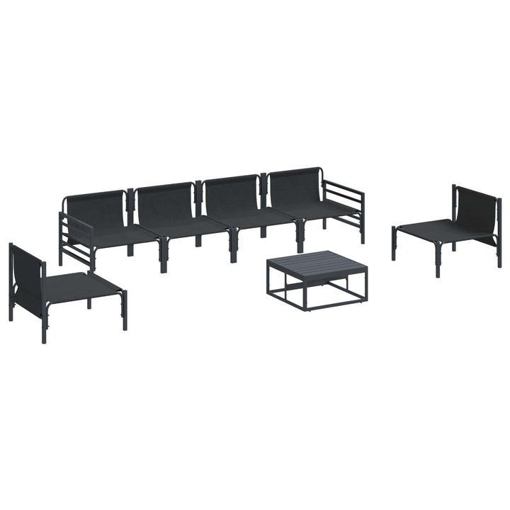 Havesofa Sæt med pude 7 pcs Sort Stål