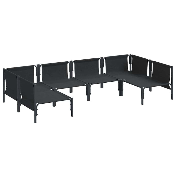 Havesofa Sæt med pude 6 pcs Sort Stål