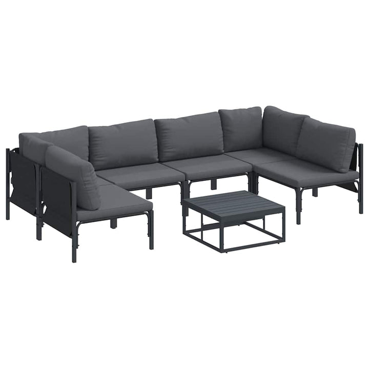 Havesofa Sæt med pude 7 pcs Sort Stål
