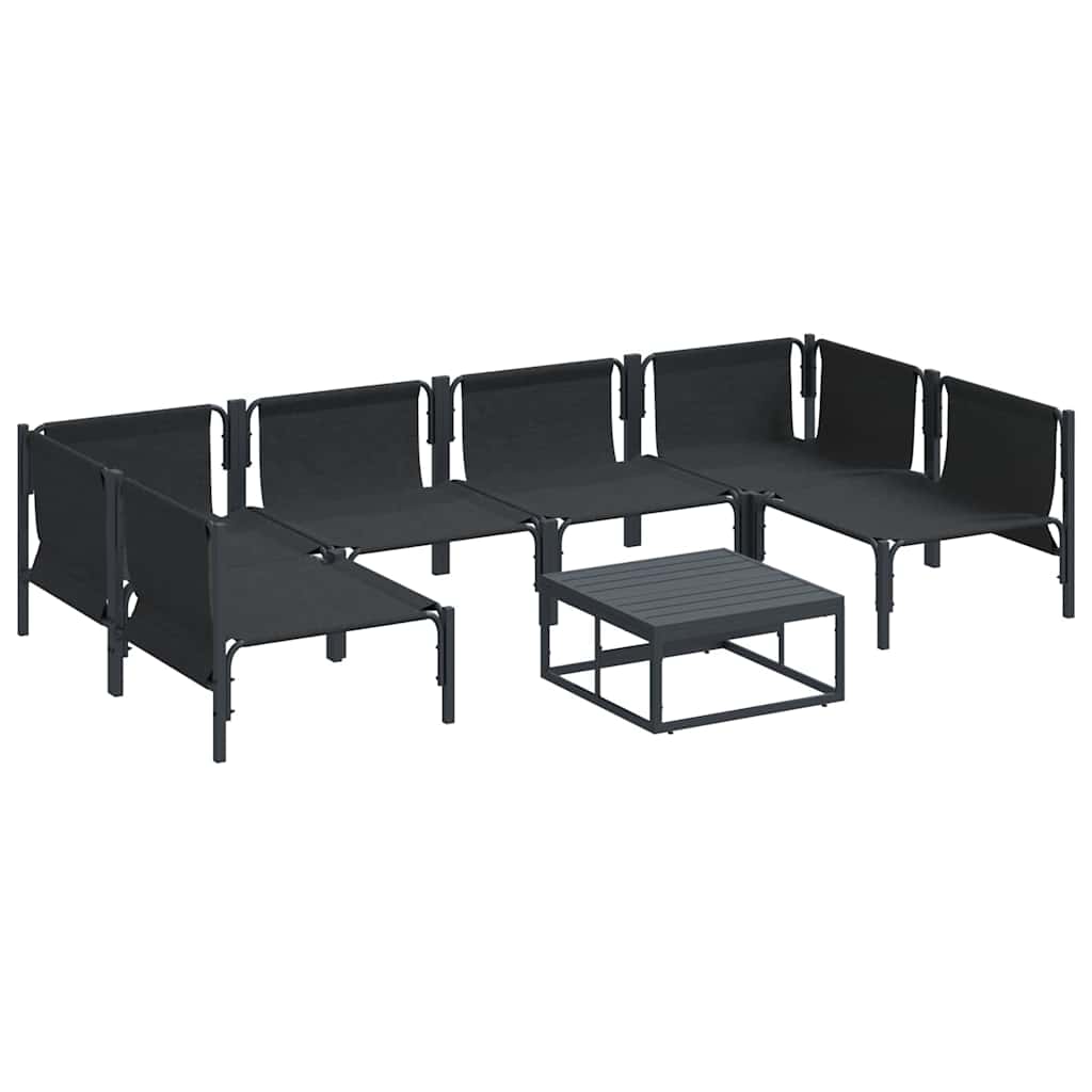 Havesofa Sæt med pude 7 pcs Sort Stål
