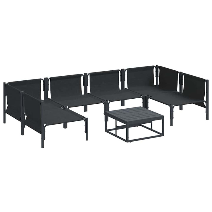 Havesofa Sæt med pude 7 pcs Sort Stål