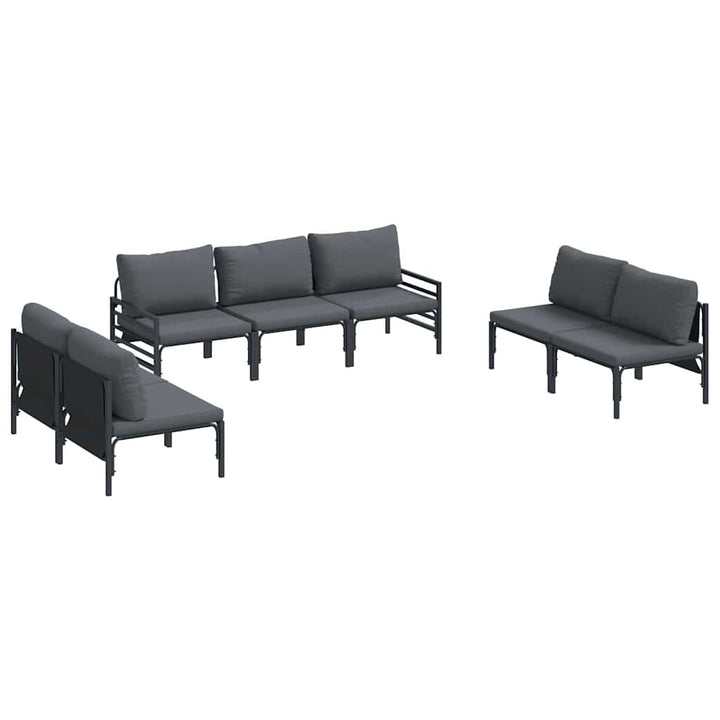 Havesofa Sæt med pude 7 pcs Sort Stål