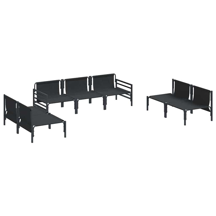 Havesofa Sæt med pude 7 pcs Sort Stål