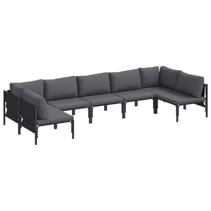 Havesofa Sæt med pude 7 pcs Sort Stål