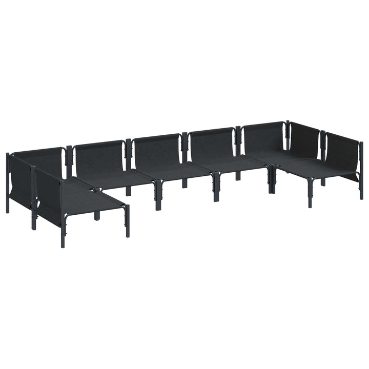 Havesofa Sæt med pude 7 pcs Sort Stål
