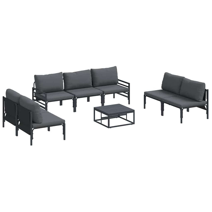 Havesofa Sæt med pude 8 pcs Sort Stål