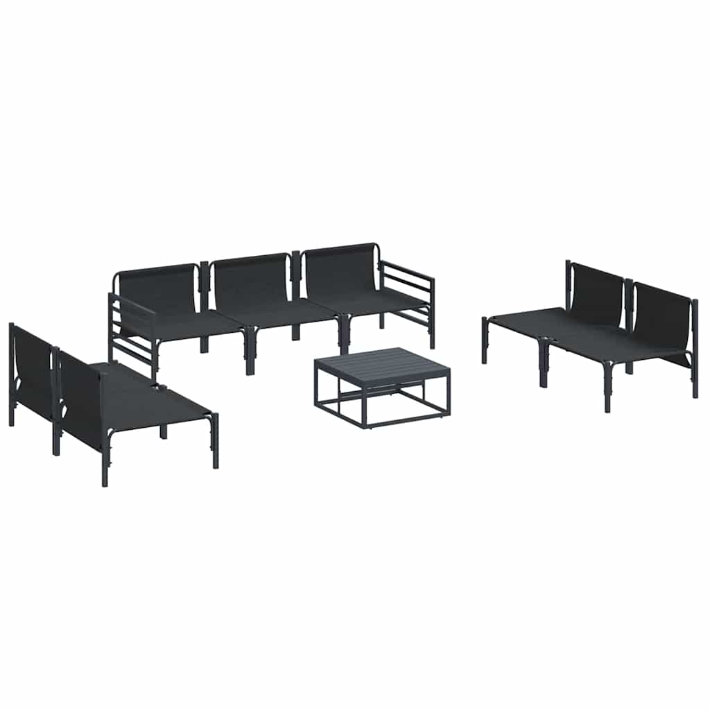 Havesofa Sæt med pude 8 pcs Sort Stål