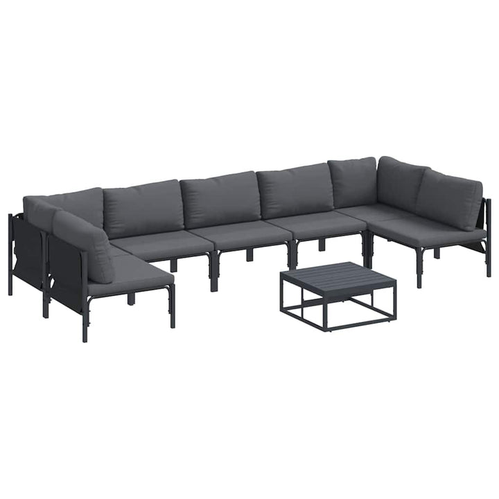 Havesofa Sæt med pude 8 pcs Sort Stål
