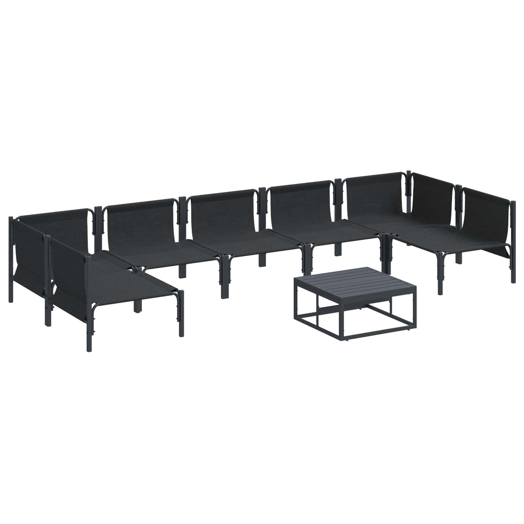 Havesofa Sæt med pude 8 pcs Sort Stål