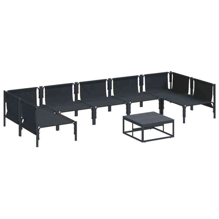 Havesofa Sæt med pude 8 pcs Sort Stål