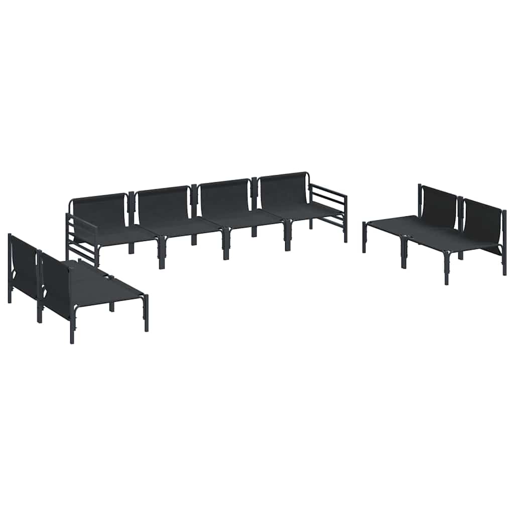 Havesofa Sæt med pude 8 pcs Sort Stål