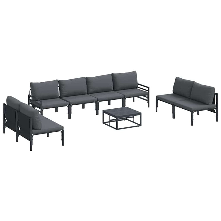Havesofa Sæt med pude 9 pcs Sort Stål