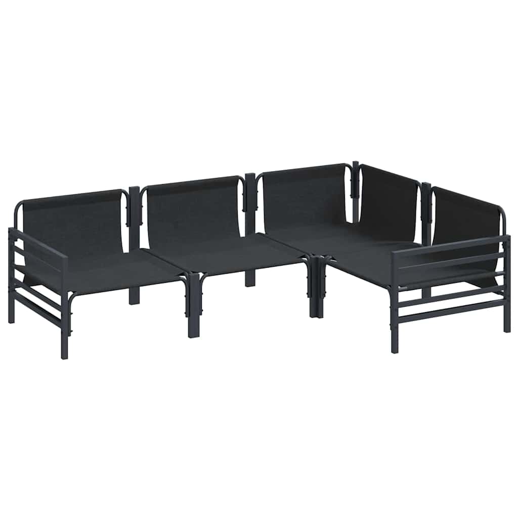 Havesofa Sæt med pude 4 pcs Sort Stål