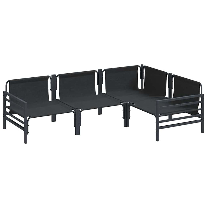 Havesofa Sæt med pude 4 pcs Sort Stål