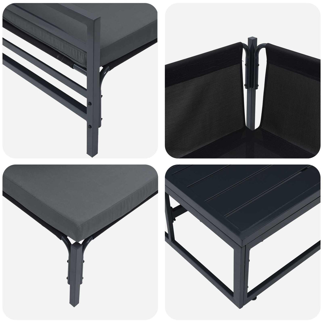 Havesofa Sæt med pude 6 pcs Sort Stål
