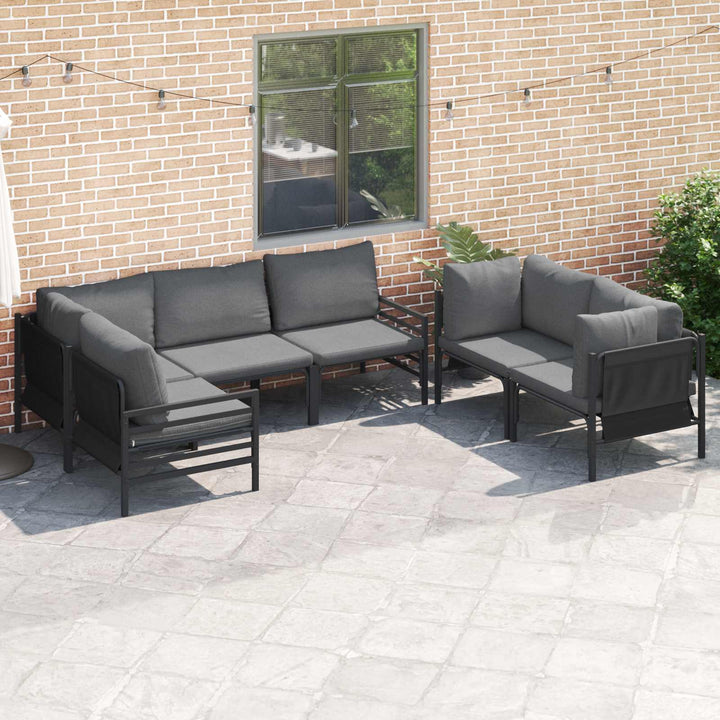 Havesofa Sæt med pude 6 pcs Sort Stål