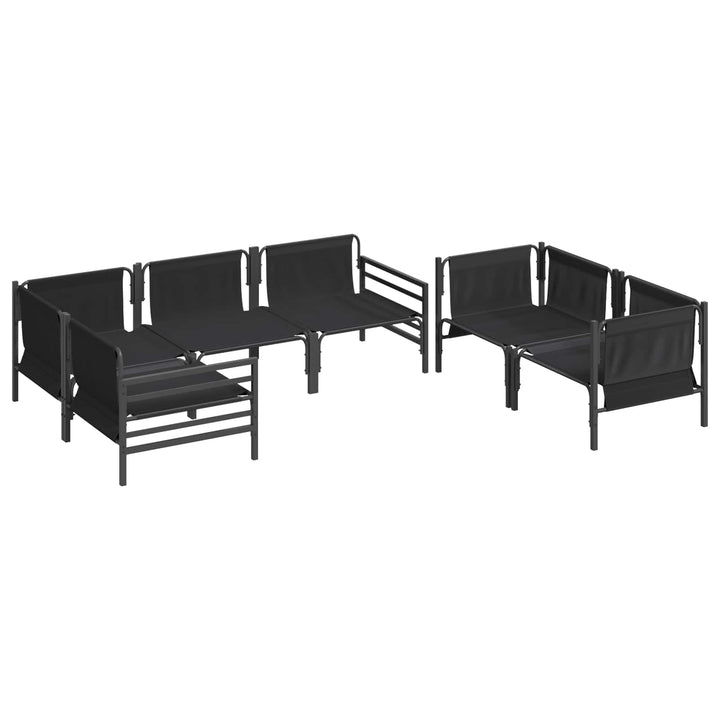 Havesofa Sæt med pude 6 pcs Sort Stål