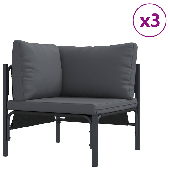 Havesofa Sæt med pude 6 pcs Sort Stål