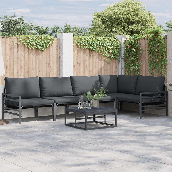 Havesofa Sæt med pude 5 pcs Sort Stål