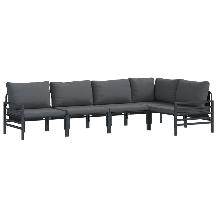 Havesofa Sæt med pude 5 pcs Sort Stål