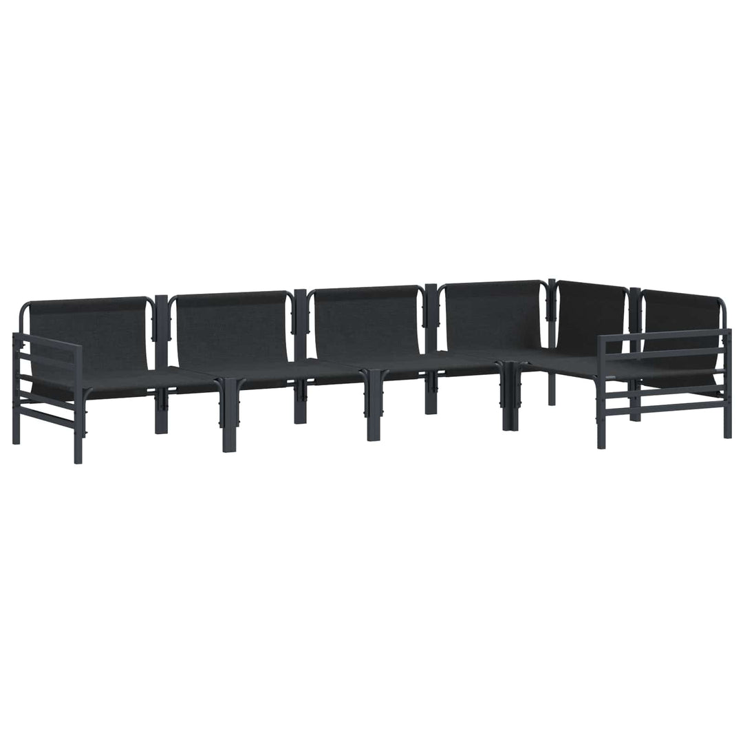 Havesofa Sæt med pude 5 pcs Sort Stål
