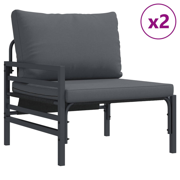 Havesofa Sæt med pude 5 pcs Sort Stål