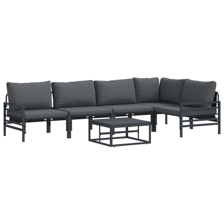 Havesofa Sæt med pude 6 pcs Sort Stål