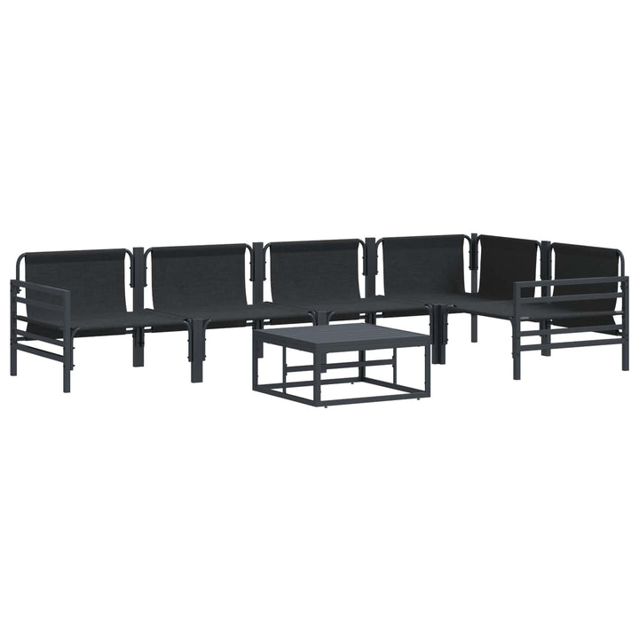 Havesofa Sæt med pude 6 pcs Sort Stål