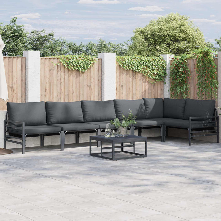 Havesofa Sæt med pude 6 pcs Sort Stål