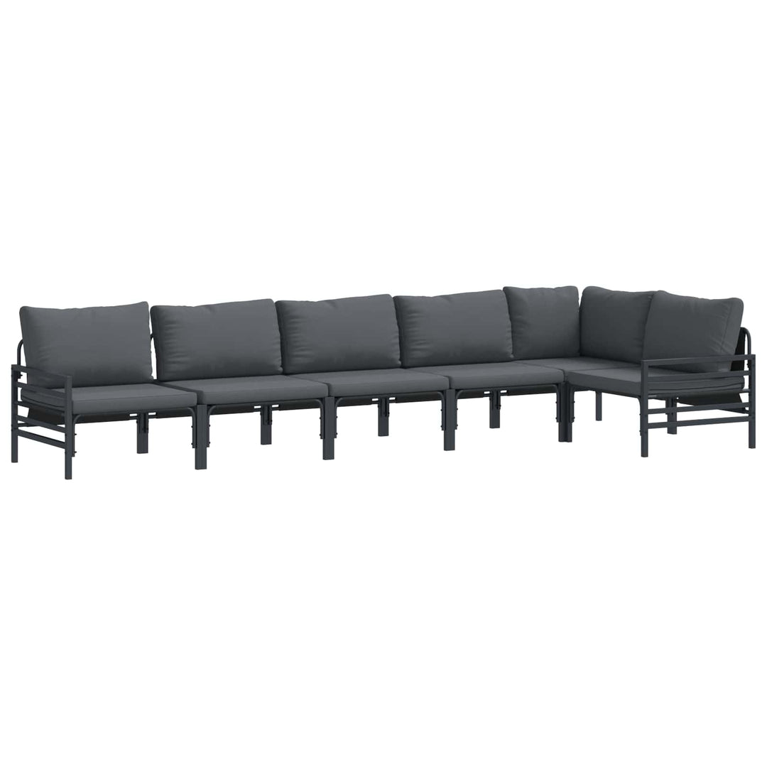 Havesofa Sæt med pude 6 pcs Sort Stål