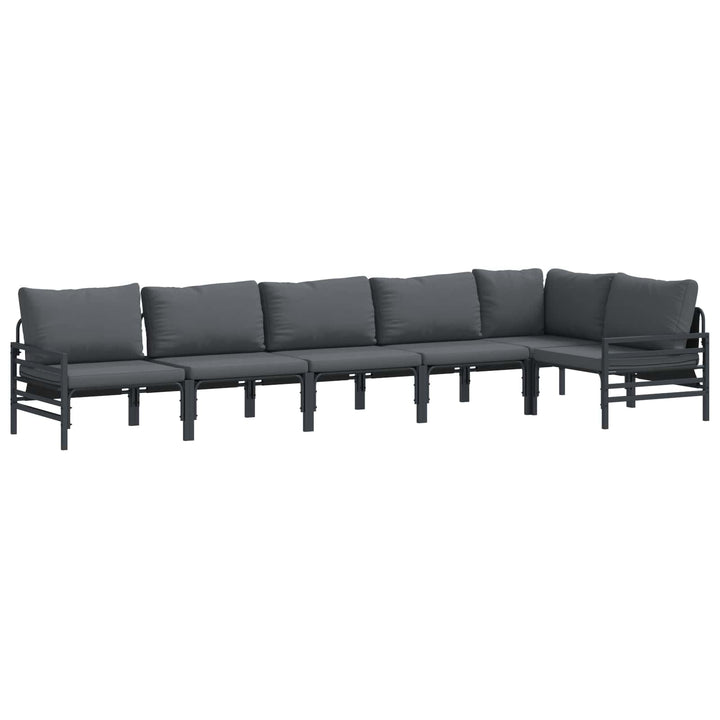 Havesofa Sæt med pude 6 pcs Sort Stål