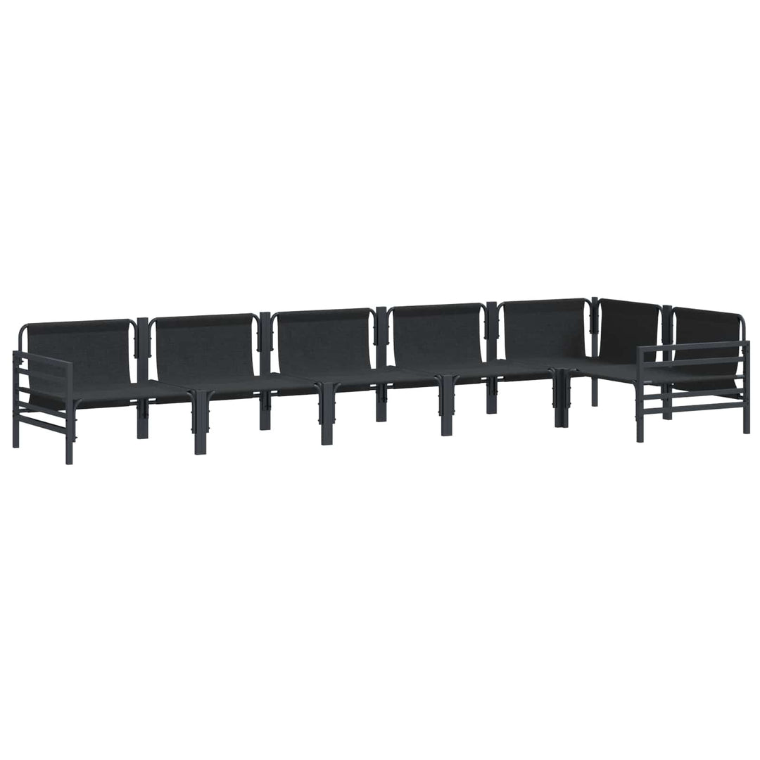 Havesofa Sæt med pude 6 pcs Sort Stål