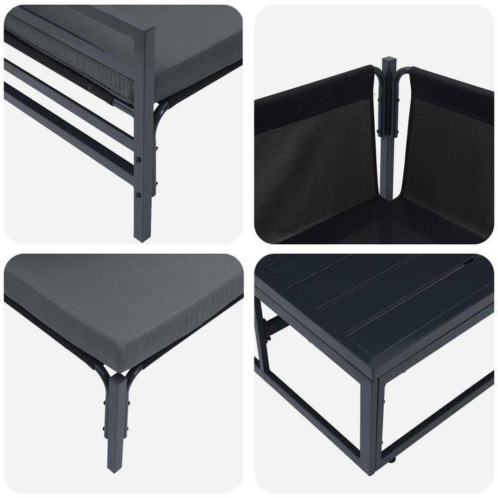 Havesofa Sæt med pude 7 pcs Sort Stål