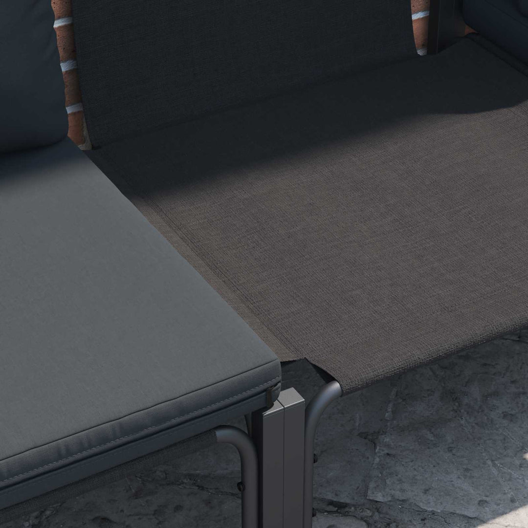 Havesofa Sæt med pude 7 pcs Sort Stål
