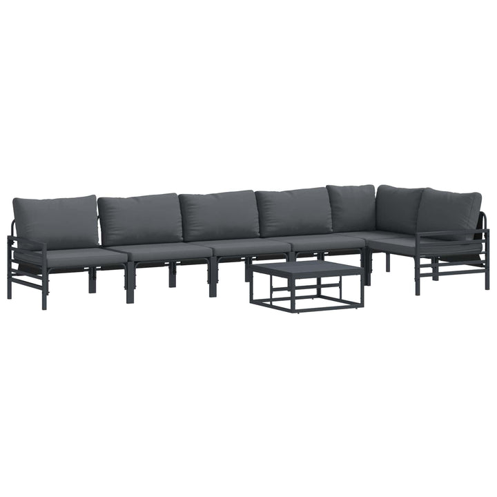 Havesofa Sæt med pude 7 pcs Sort Stål